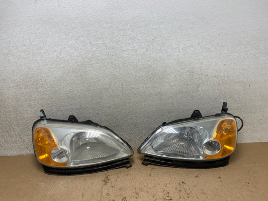 2001 - 2003 Honda Civic Coupe Headlights Halogen Left+Right Side Oem W3730 DW0