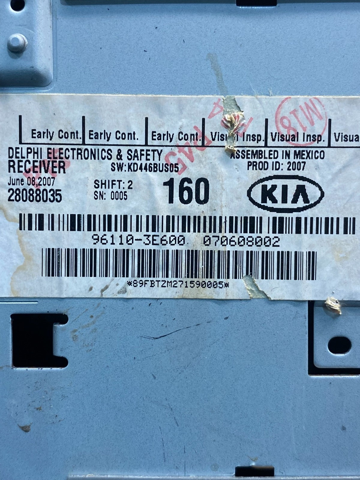 2007 2008 2009 Kia Sorento AM/FM CD Player Radio AE7510 DG6