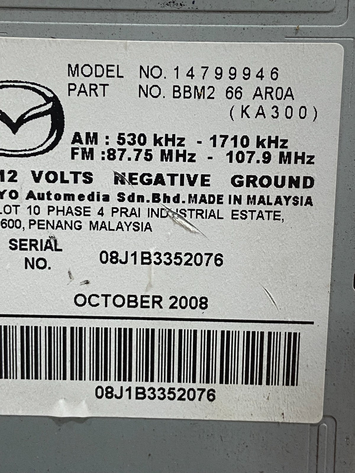 2010 2011 Mazda 3 Radio Stereo CD MP3 Player Control ae4541 DG6
