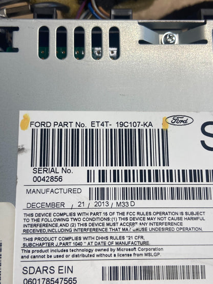 2013 to 2014 Ford Edge AM/FM Radio Reciever ah5289 DG4