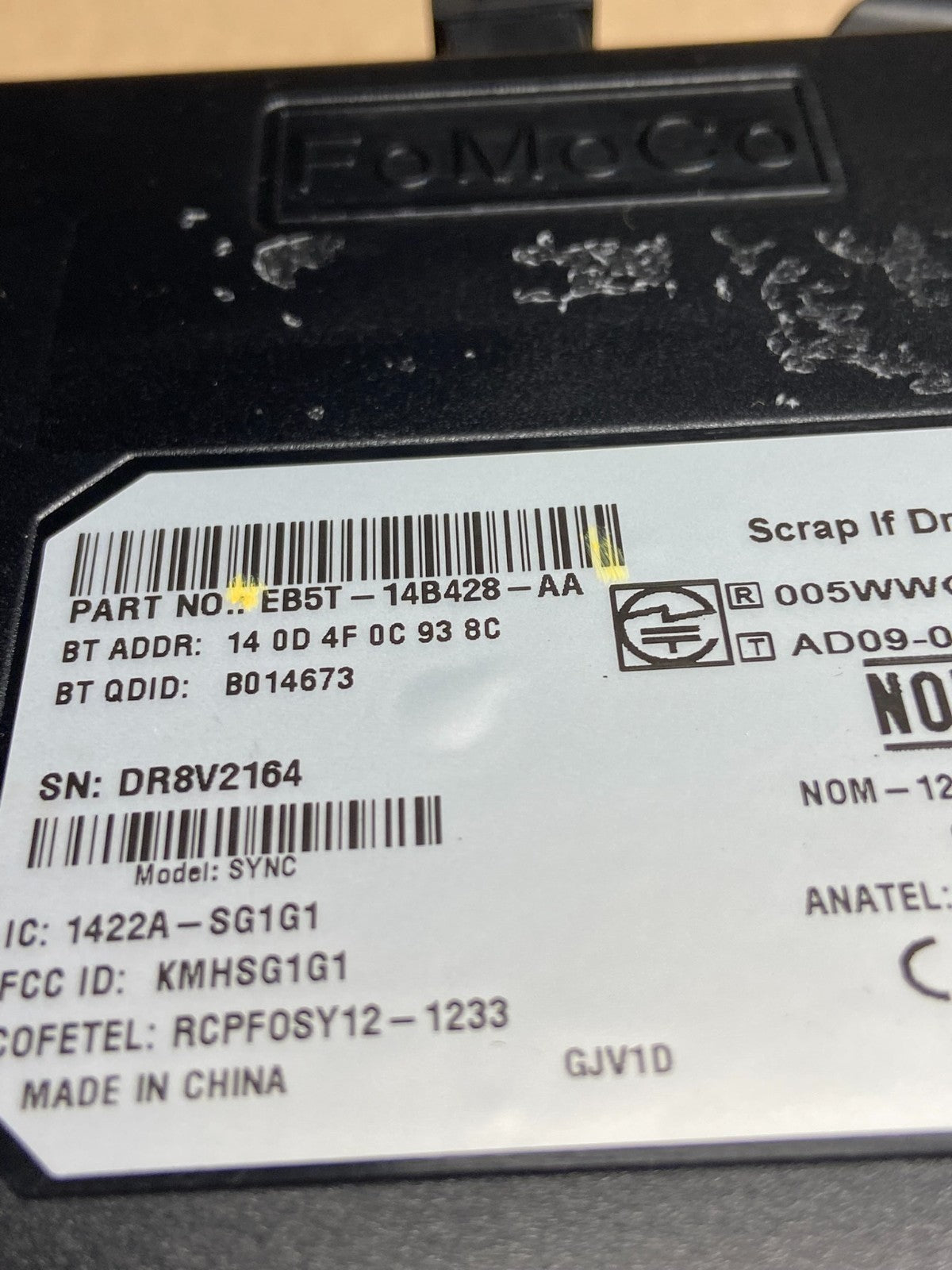 2013 to 2014 Ford Explorer Screen Communication Module DB5T-14B428-AC AF1816 DG5