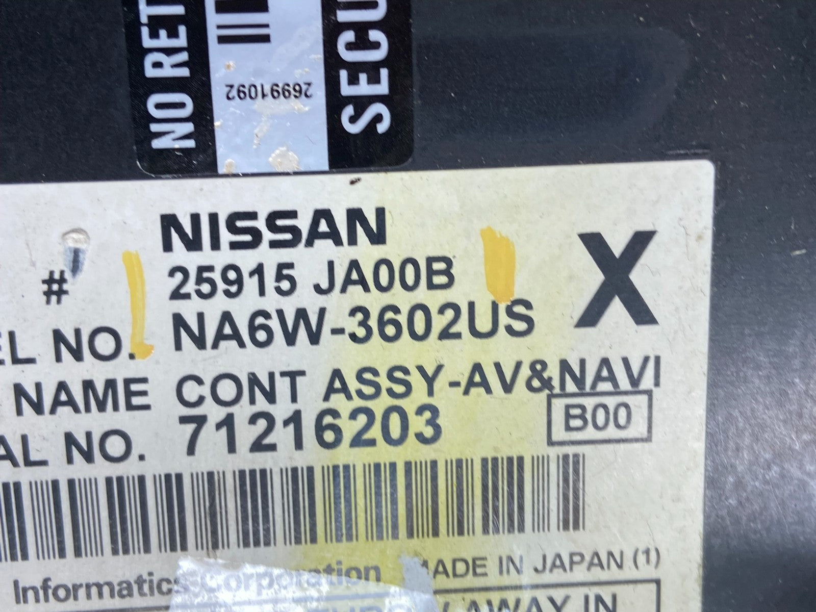 2007 to 2009 Nissan Altima Radio Cd Mp3 Player AUX Climate Control Y7780 DG5