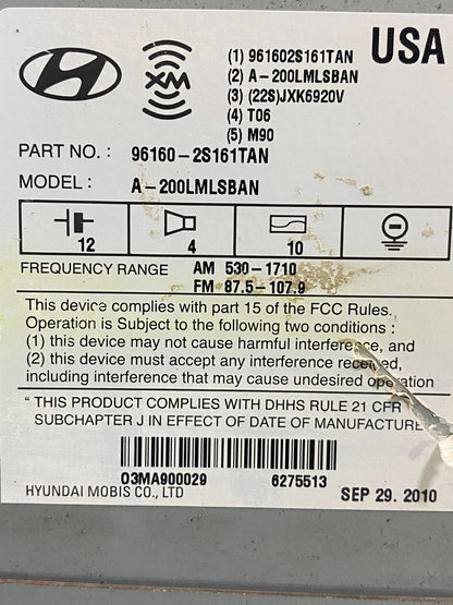 2010 to 2013 Hyundai Tucson FM Radio Single CD Player 96160-2S161TAN AE4806 DG6