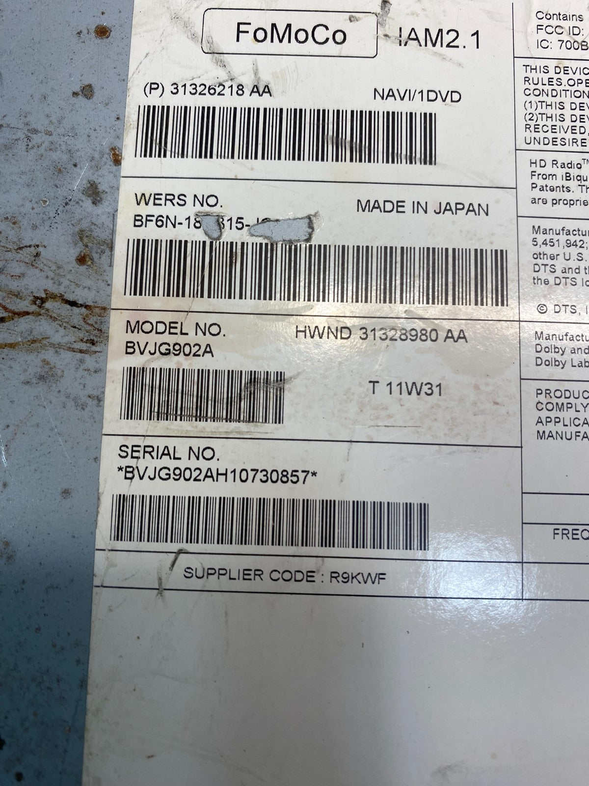 2010 to 2012 Jaguar XJ XJL Radio GPS Information Receiver OEM Z5365 DG6