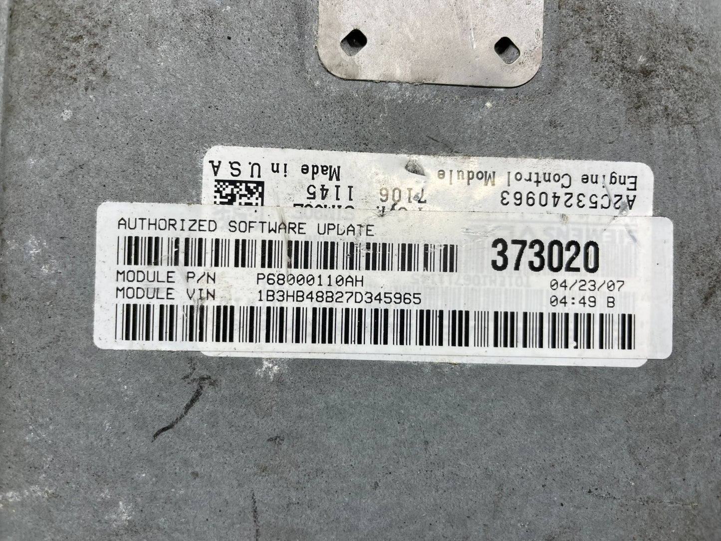 2007 to 2010 Dodge Caliber Computer Engine Control ECM p68000110ah O8526 DG2