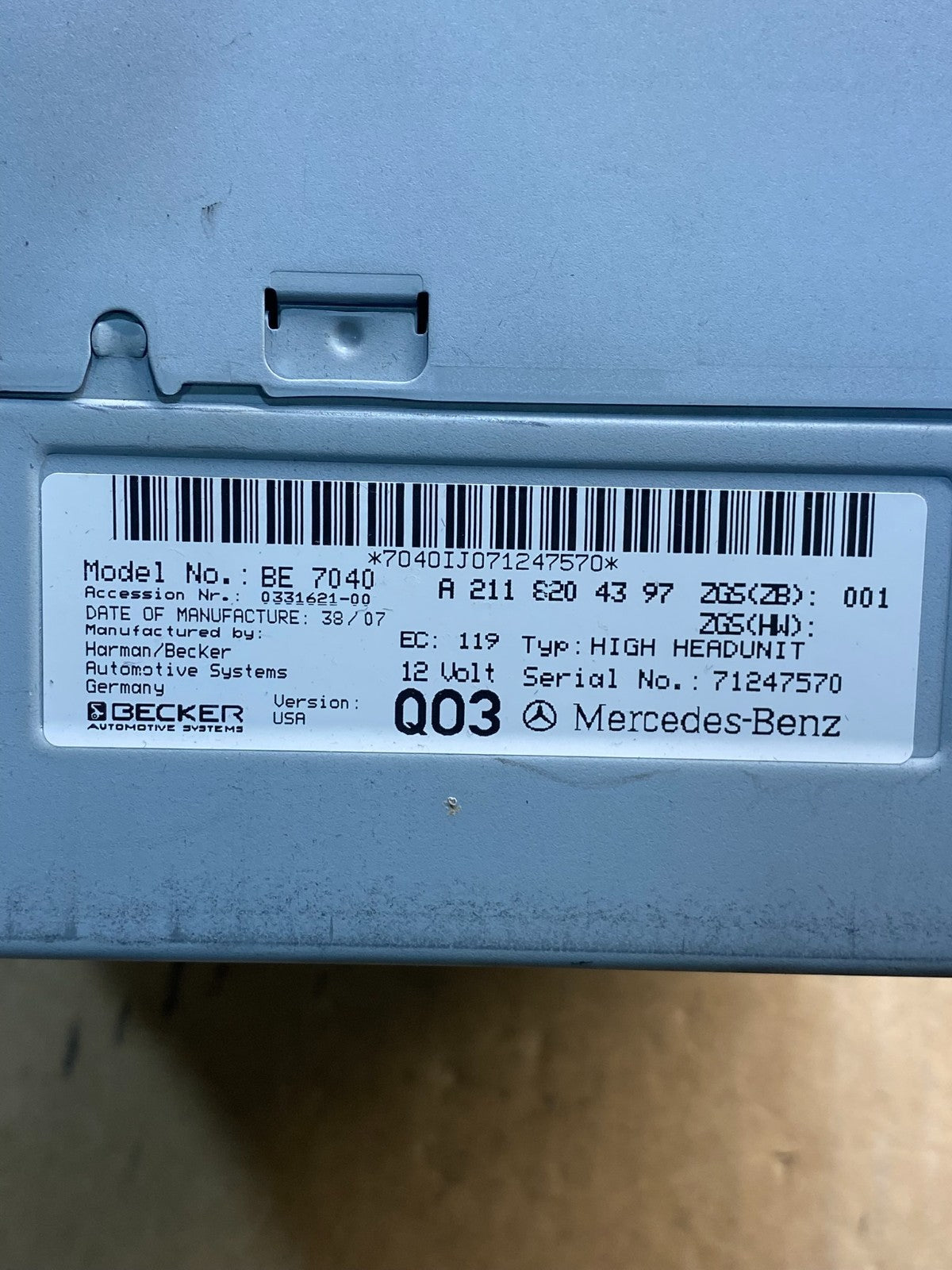 2003 2008 Mercedes E320 E350 Head Screen Display Radio Player Stereo ag6033 DG6