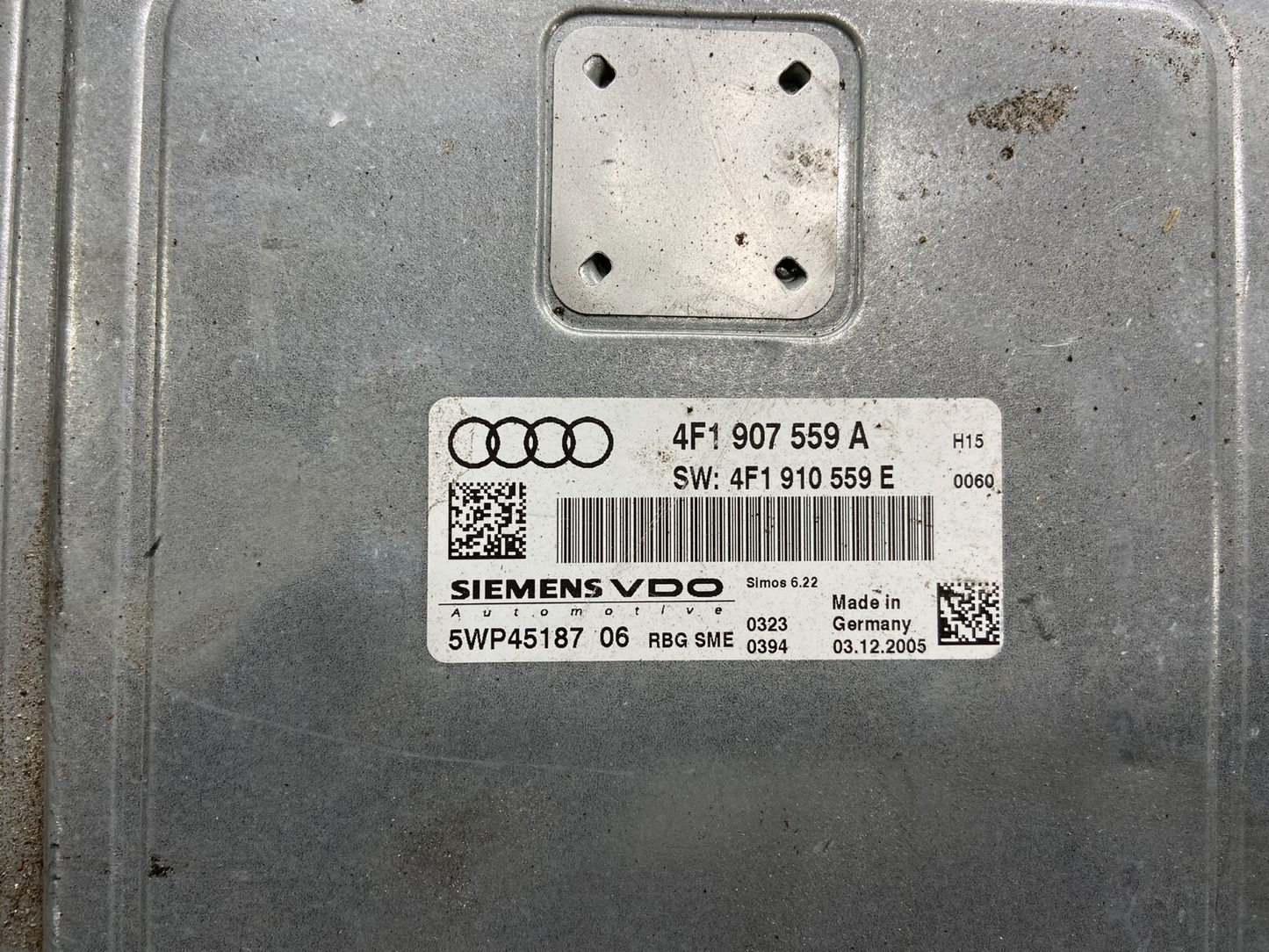 2006 to 2008 Audi A6 3.2L Engine Computer Module ECM 4F1910559E I1968 PS2