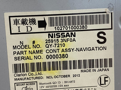 2013 - 2014 Nissan Leaf Radio Display Info Navigation Screen AF7808 DG8