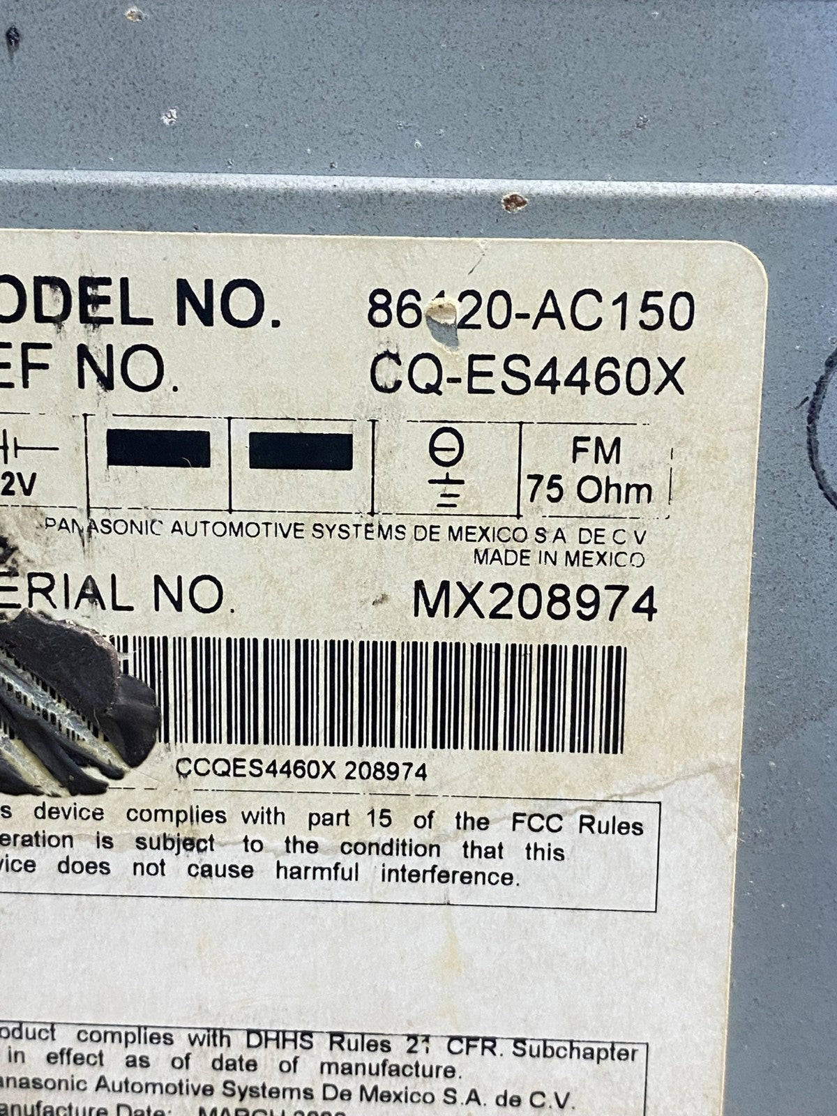 2005 2006 2007 Toyota Avalon AM FM CD Mp3 Radio Receiver AH4811 DG6