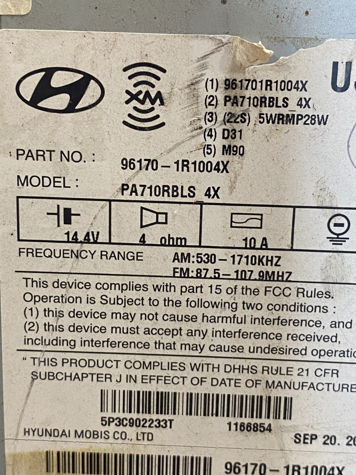 2012 2013 2014 Hyundai Accent Radio Cd Mp3 Player AE7718 DW6