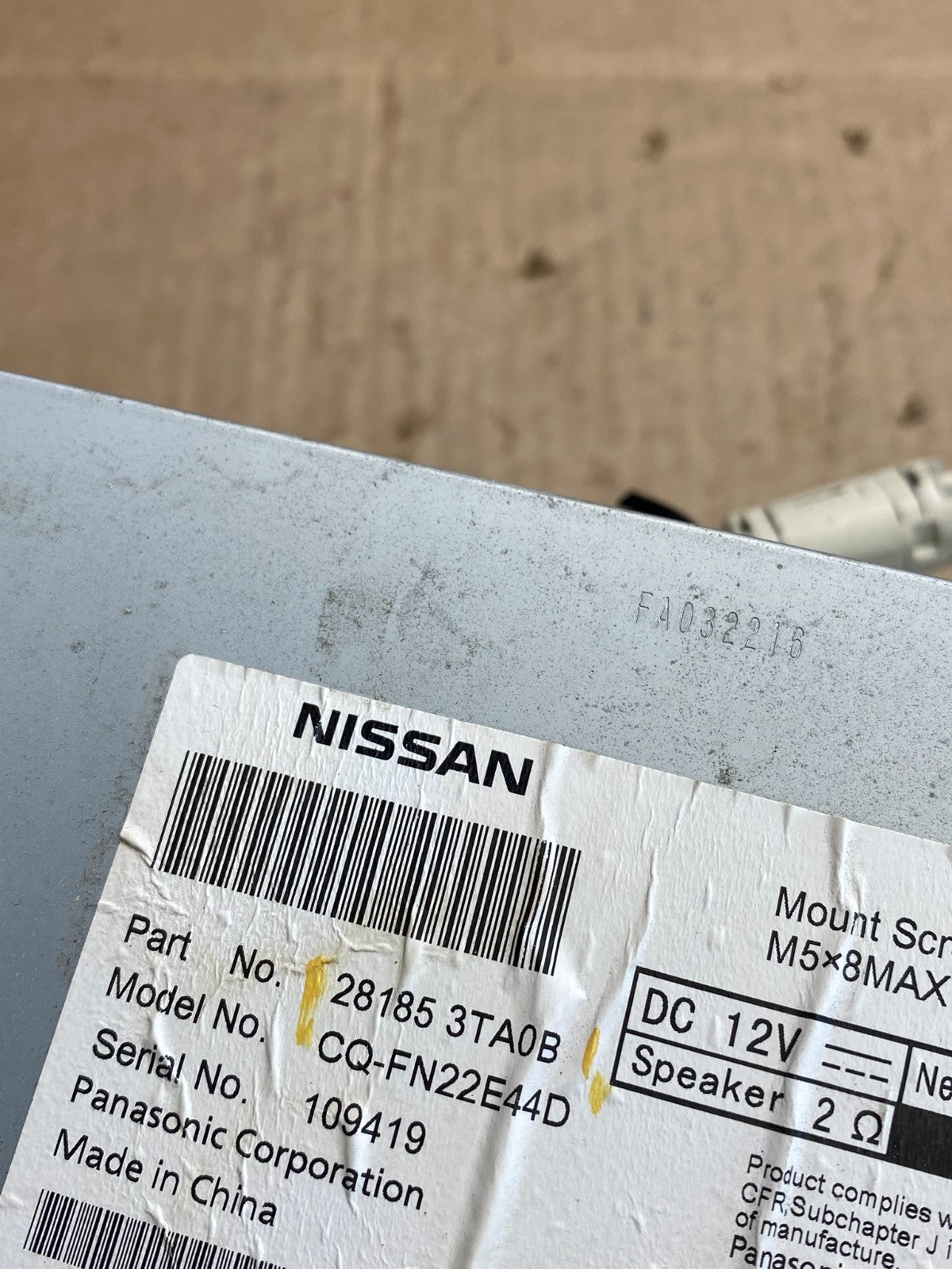 2013 to 2015 Nissan Altima Radio Screen Receiver AM-FM CD Player OEM AB9654 DG6
