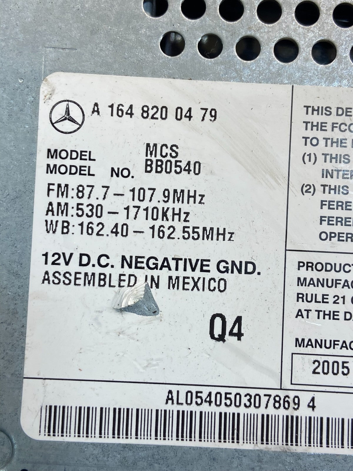 2006 2007 2008 Mercedes ML350 GL450 Radio Navigation Screen Display AE4550 DG6
