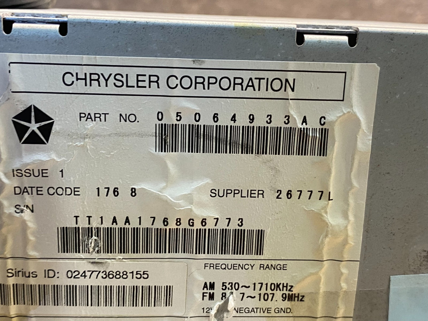 2008 2012 Jeep Dodge Chrysler Screen Display CD Player Satellite Radio AG7443 DG7