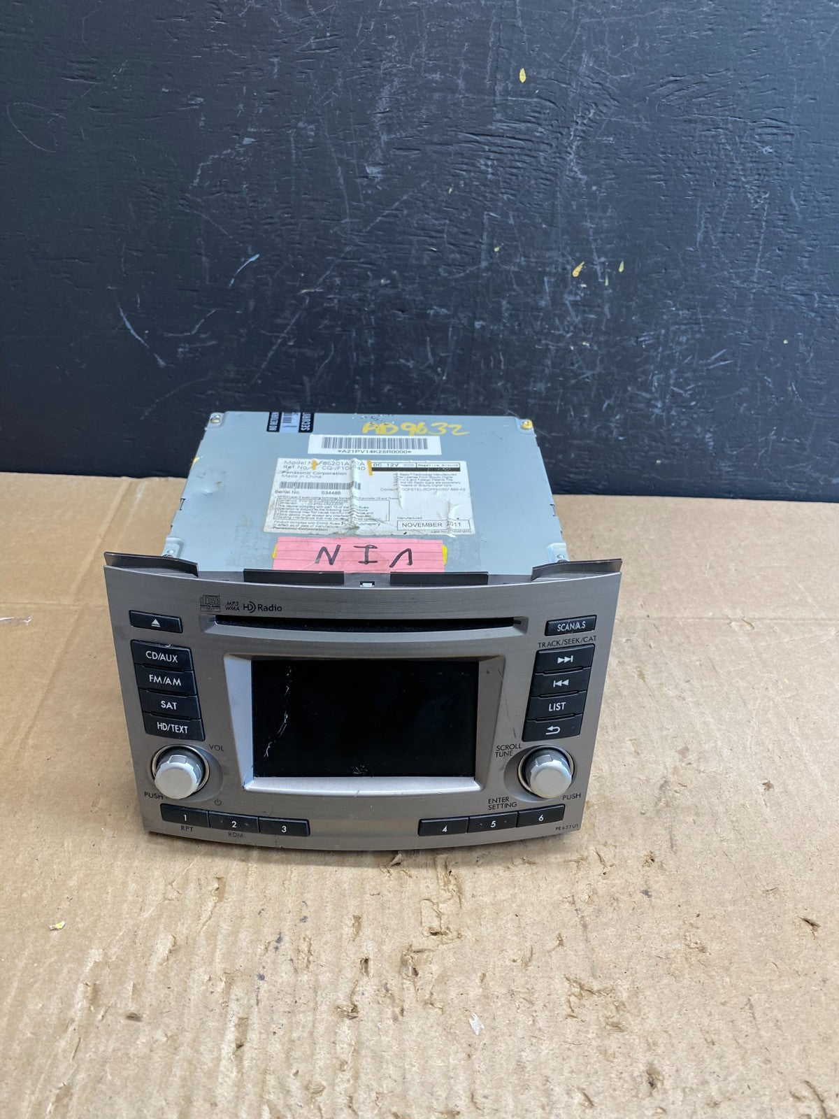 2012  Subaru Outback Radio AM/FM CD Player mp3 Audio ab9632 DG0
