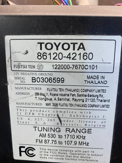 2006 to 2008 Toyota RAV4 Audio Equipment Radio Receiver ac2792 DG6
