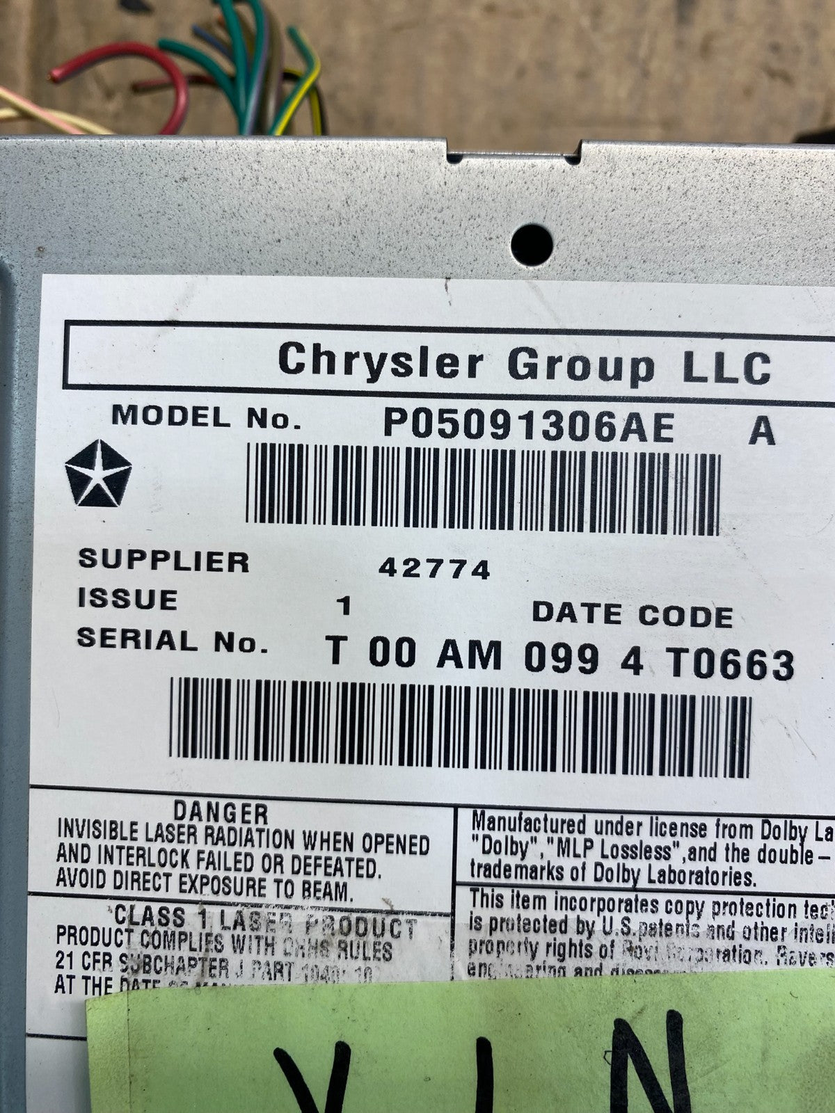 2008 2013 Jeep Dodge Chrysler Screen Display CD Player Satellite Radio AA7827 DG6