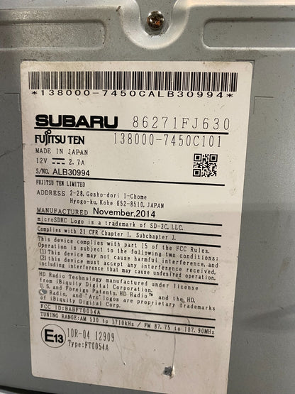 2015 - 2018 Subaru Impreza Radio AM/FM CD Player Screen Display OEM AB3704 DG7