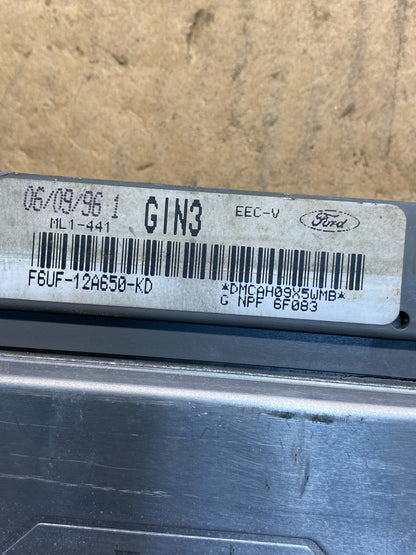 1996 Ford E150 E250 5.8L Engine Control Module ECU F6UF-12A650-KD AH5104 DG2