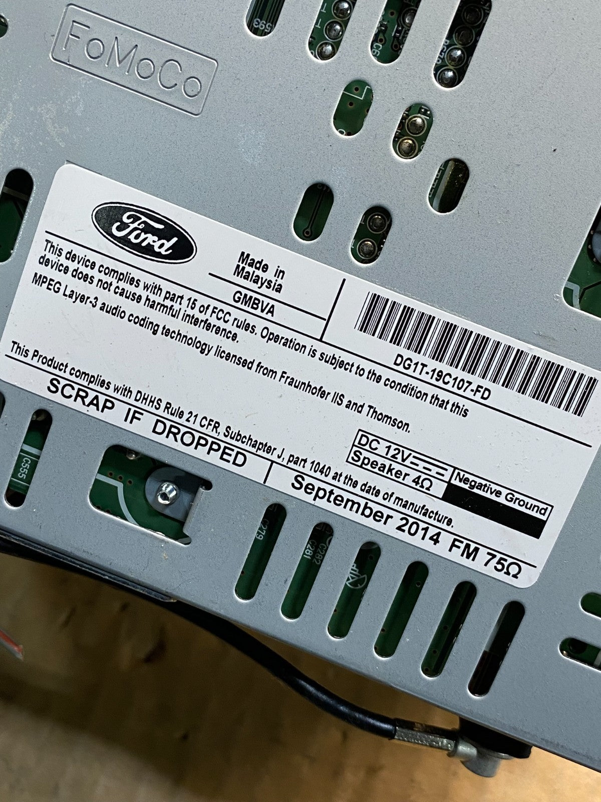 2013 2014 2015 Ford Taurus Radio Stereo CD Player Receiver AM FM Audio AI9961 DG6