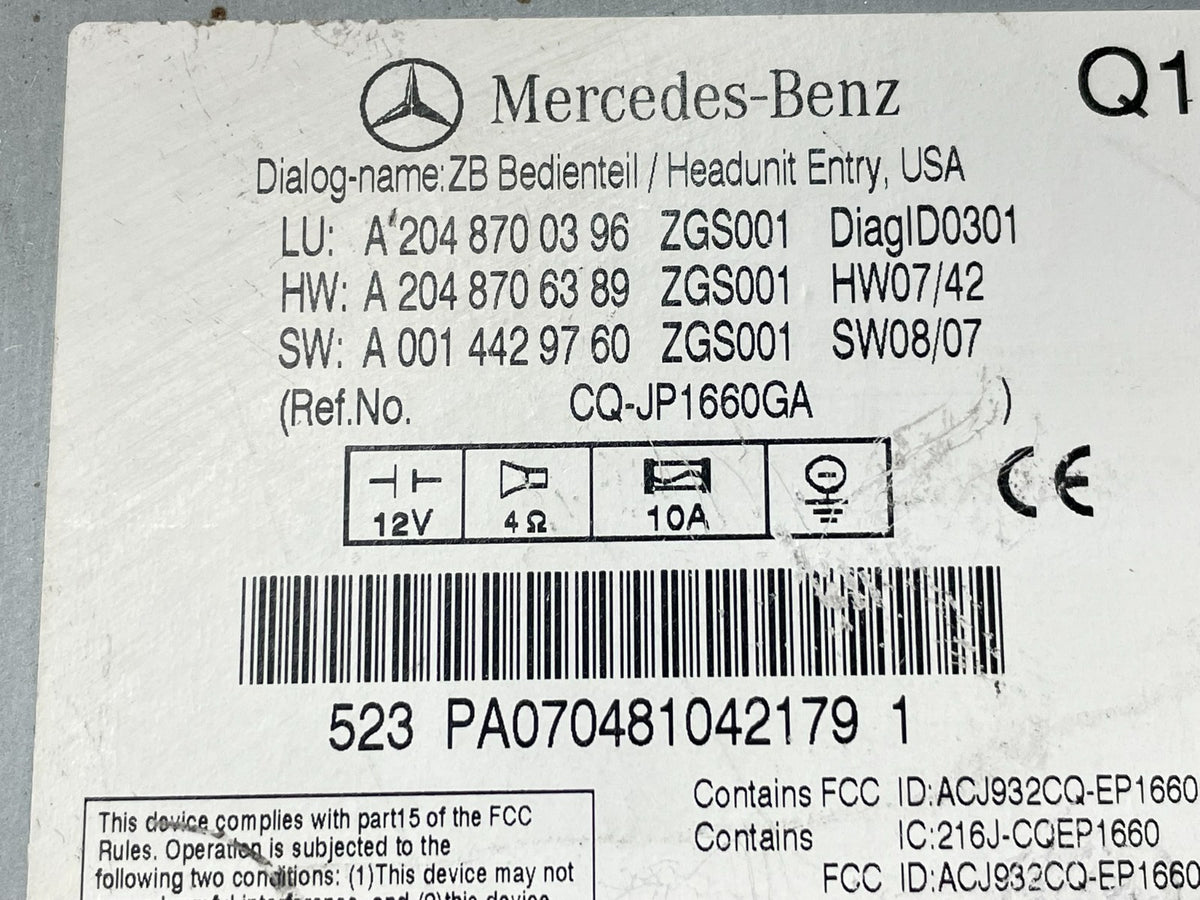 2008-2011 Mercedes W204 C300 C350 Navi Command Radio DVD CD Audio AI0523 DG8
