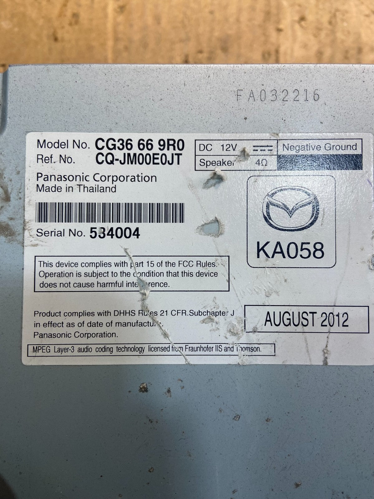 2012-2012 Mazda 5 AM FM 6 Disc CD Player Stereo Radio OEM y4115 DG8