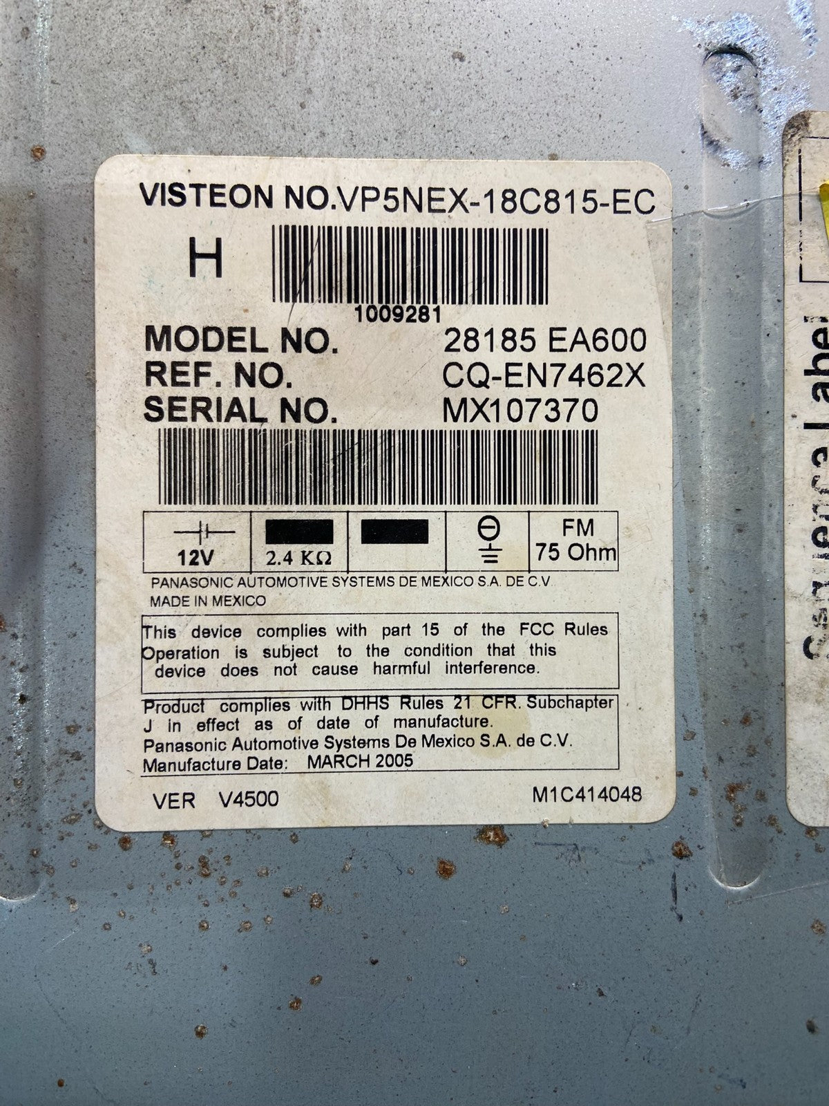 2005 Nissan Pathfinder Am Fm Cd Player Radio Receiver Z0547 DG6