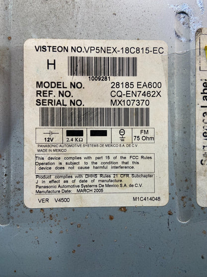 2005 Nissan Pathfinder Am Fm Cd Player Radio Receiver Z0547 DG6
