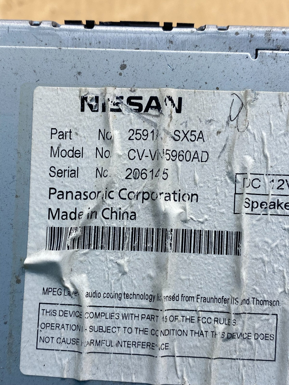2011 - 2013 Nissan Murano Maxima M35 M37 BOSE Radio CD Navigation AG9511 DG6