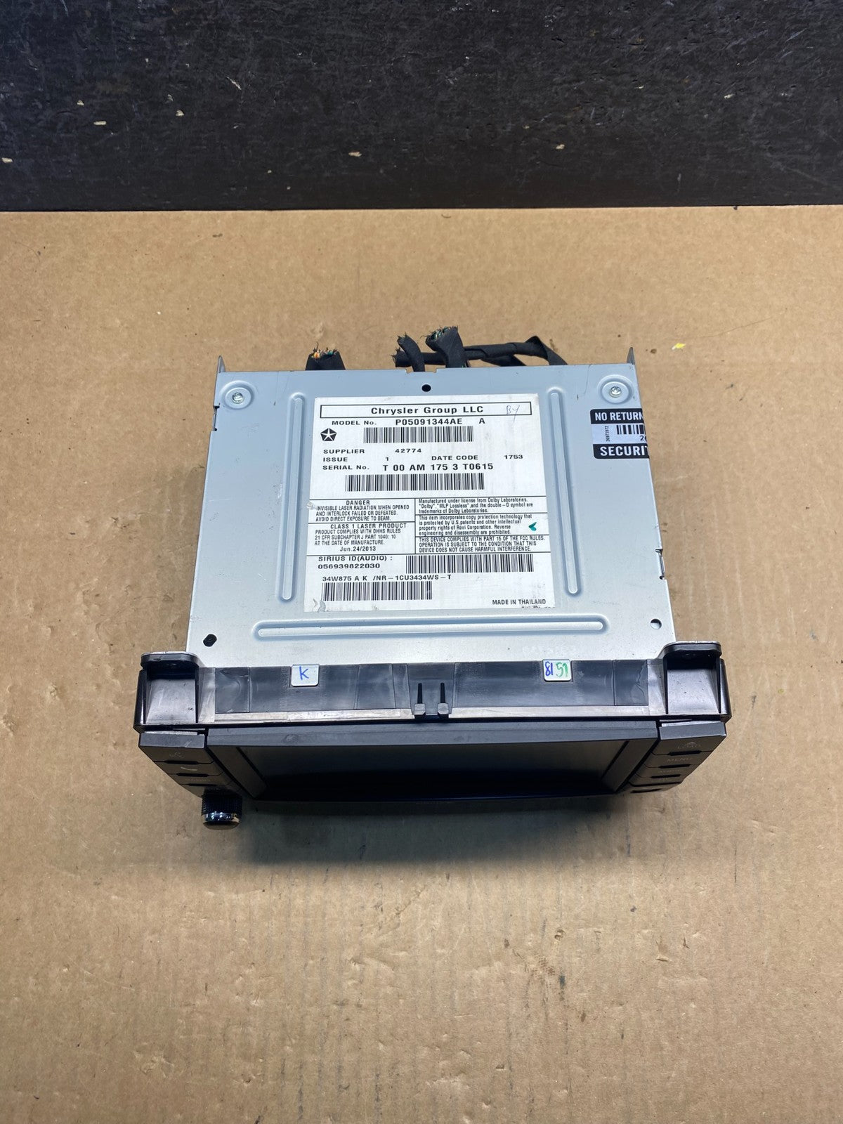 2011 2012 2013 Dodge Durango Navigation Radio Screen Display AG7398 DG3