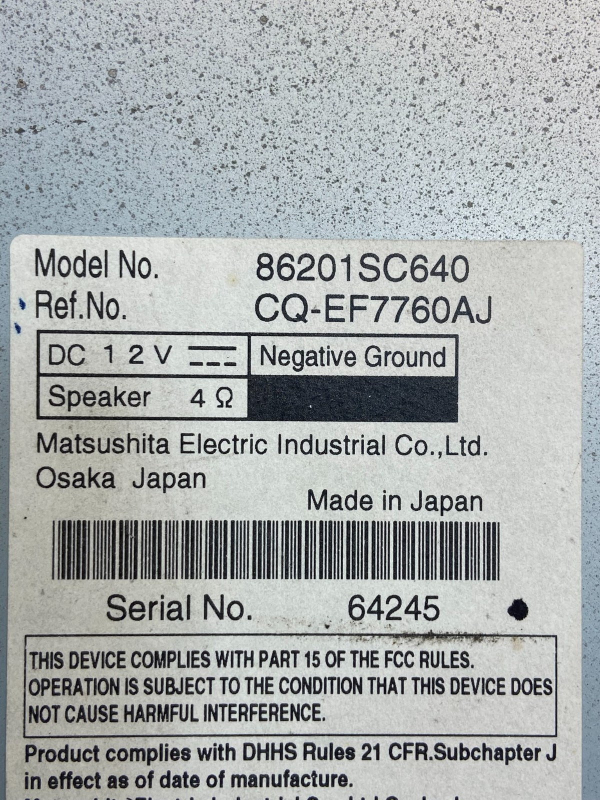 2009 to 2013 Subaru Forester Radio CD Player AUX AM/FM AE4562 DG6