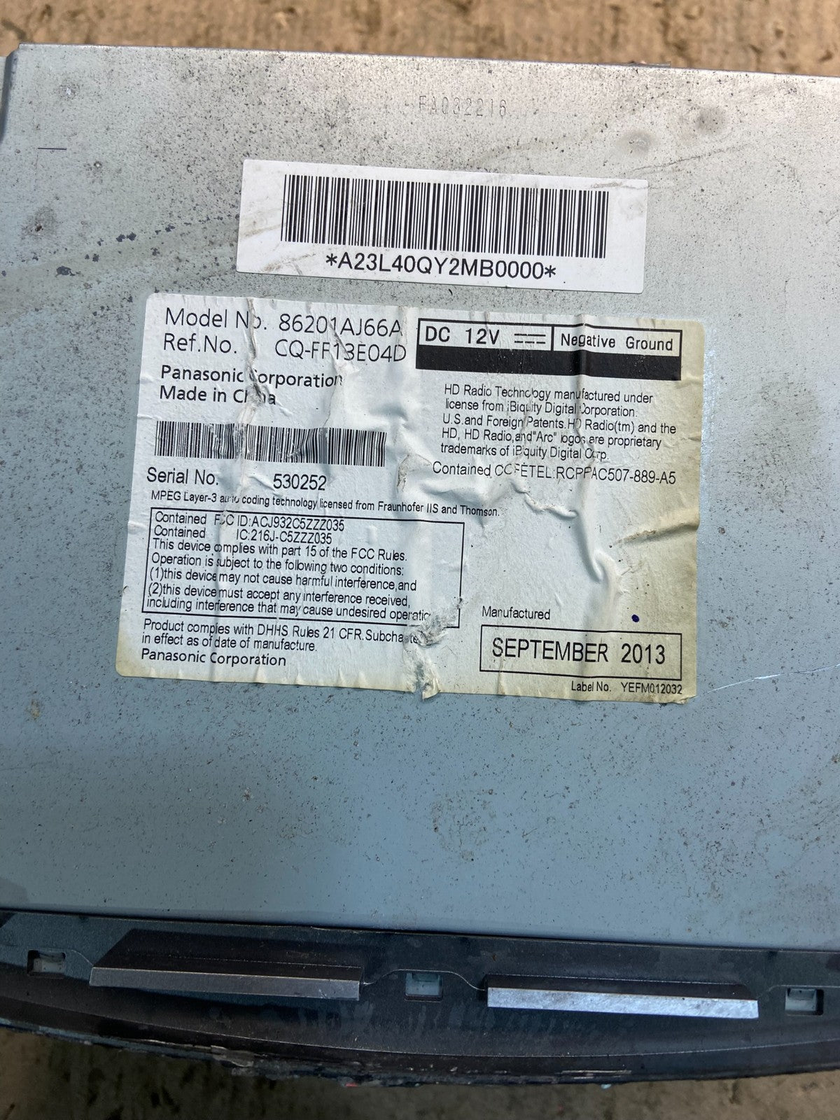 2013 to 2014 Subaru Outback Legacy Am Fm Cd Player AM/FM Radio Z2080 DG6