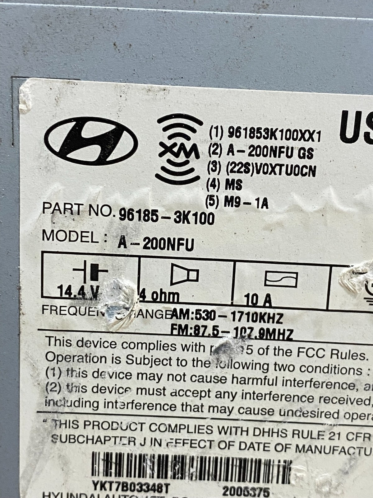 2009 2010 Hyundai Sonata Am Fm Cd Player Radio Receiver ai0360 DG6