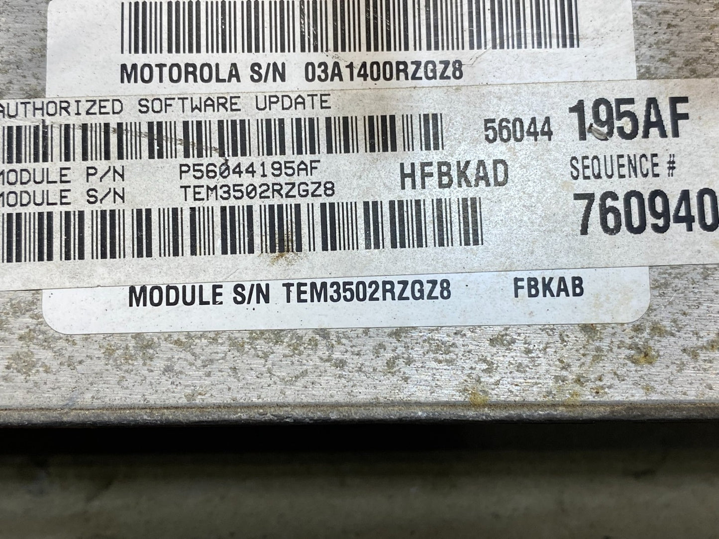2003 Jeep Liberty 3.7L Engine ECU Computer Module p56044195af AD9581 DW2