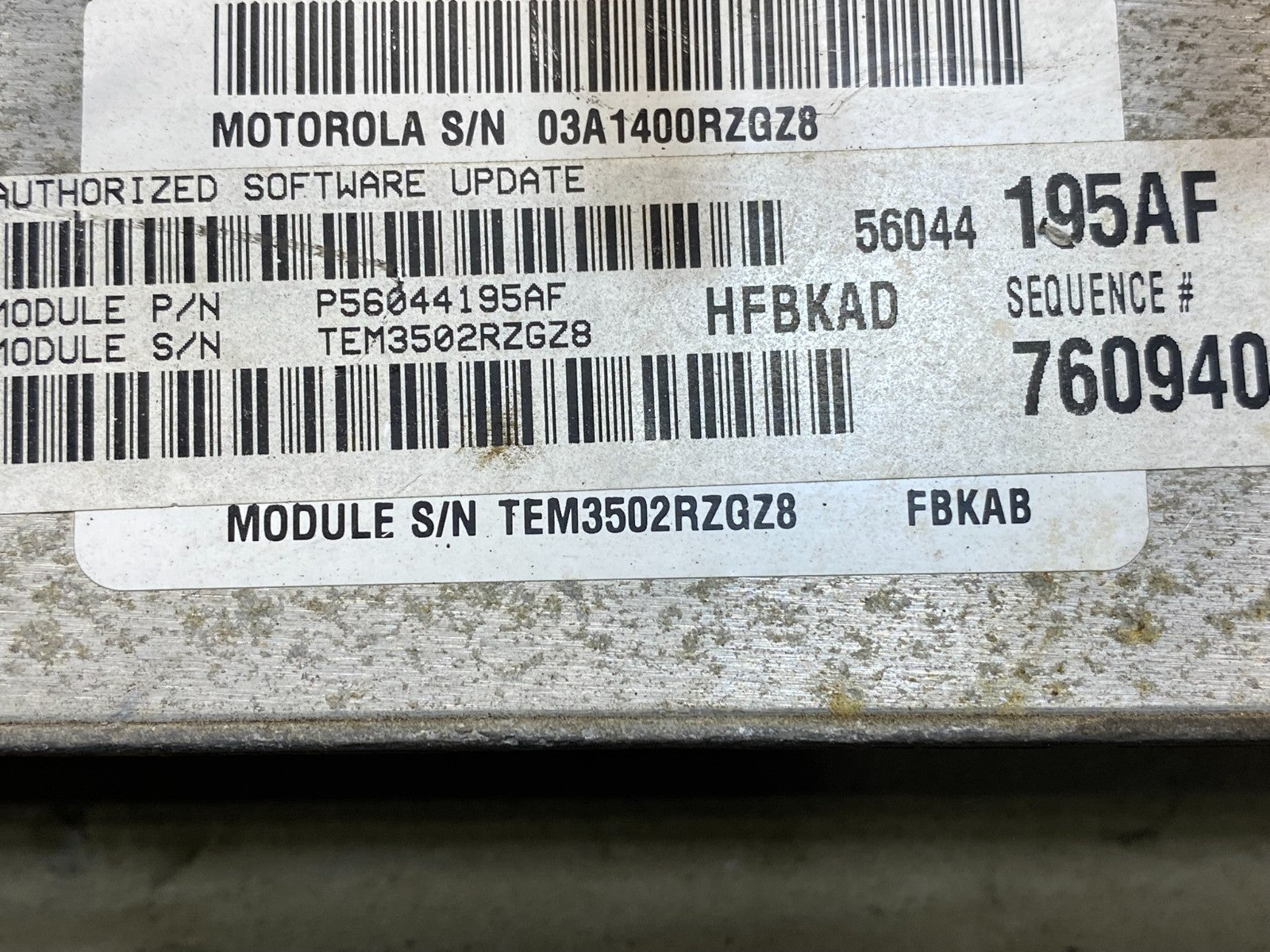 2003 Jeep Liberty 3.7L Engine ECU Computer Module p56044195af AD9581 DW2