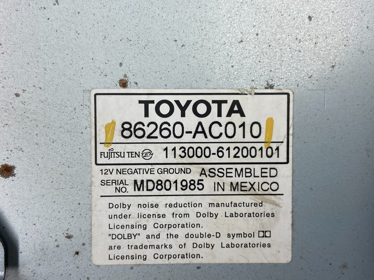 2005 2006 2007 Toyota Avalon Stereo Cassette Player Oem AA7969 DG5