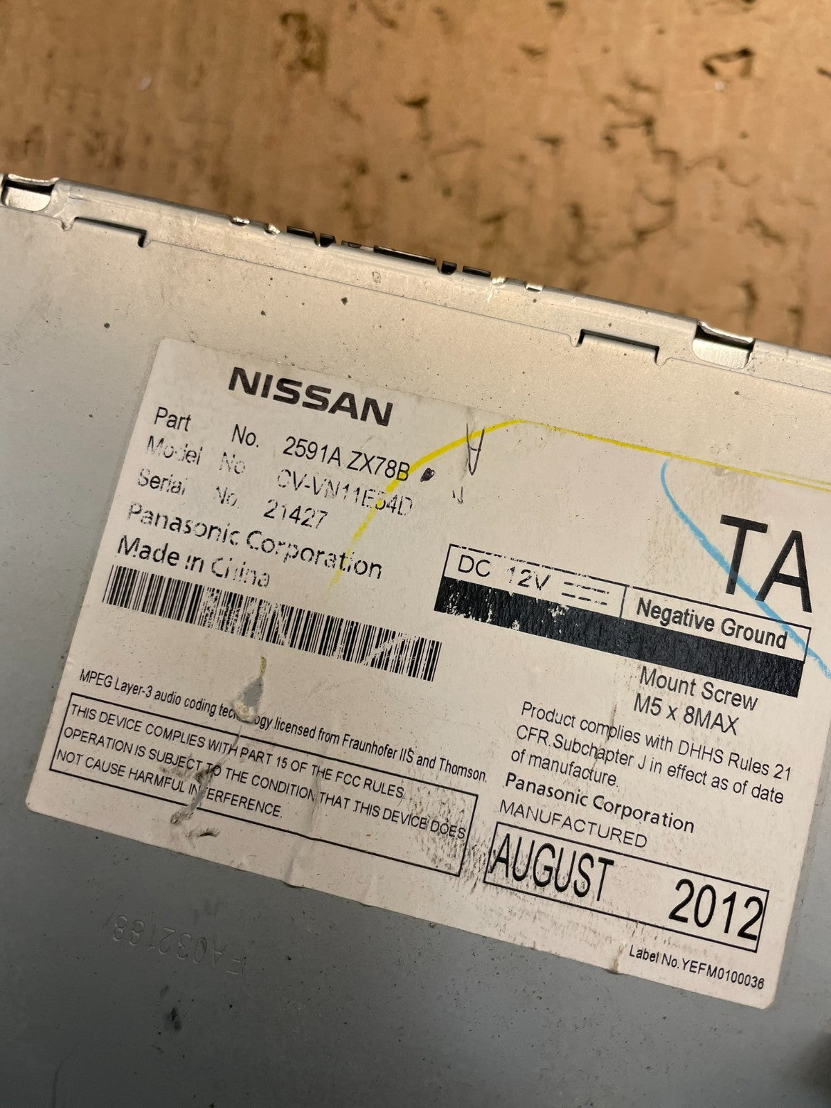 2011 - 2013 Nissan Murano Maxima M35 M37 Radio CD Bose Navigation U1530 DG6