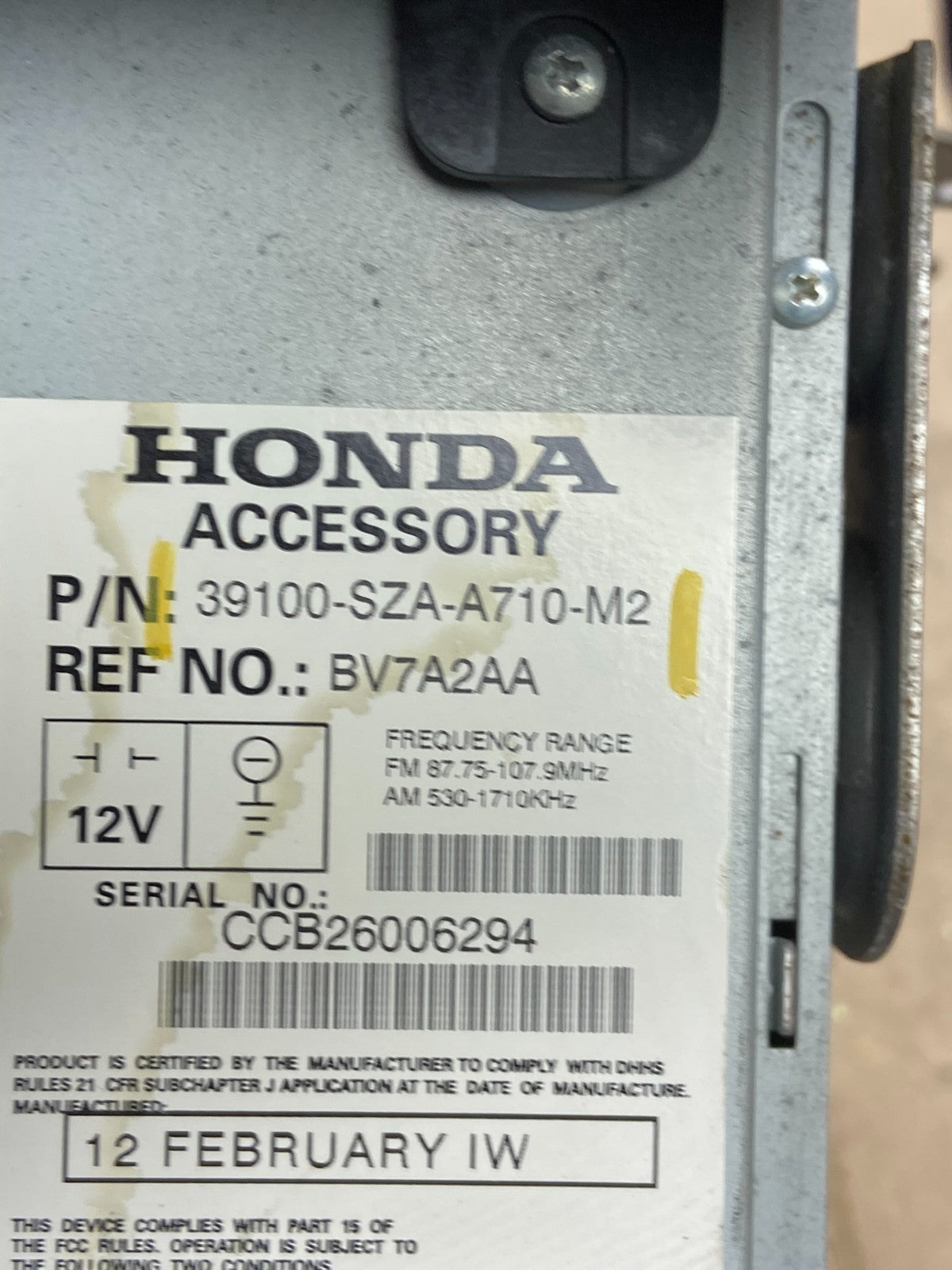 2012 to 2015 Honda Pilot AM FM CD Audio Radio Player Climate Control X5739 DG7
