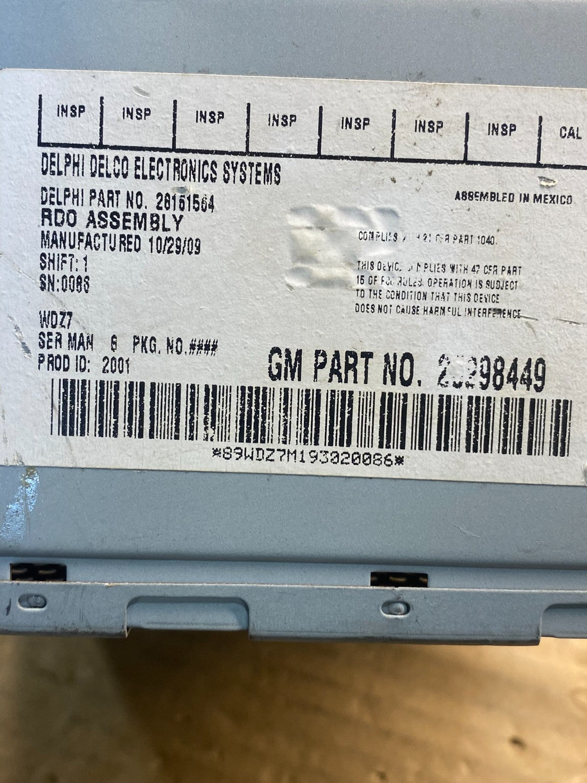 2005 to 2012 Chevrolet Colorado AM/FM Radio Receiver AE4786 DG6