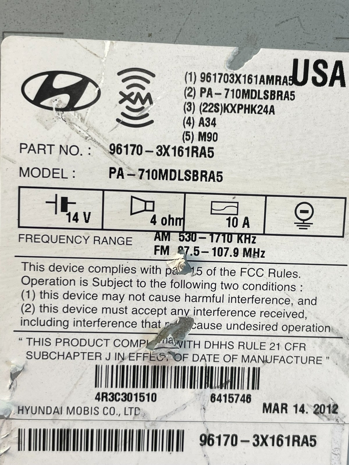 2011-2013 Hyundai Elantra Center Radio Climate Control Air Vent Bezel AD5975 DG8