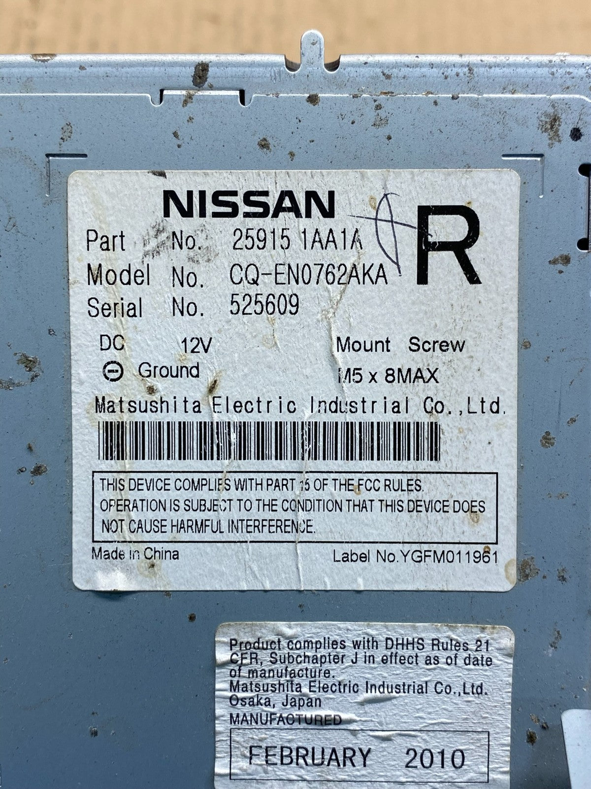 2009-2012 Nissan Murano AM FM CD Player Radio Receiver AI7223 DW6