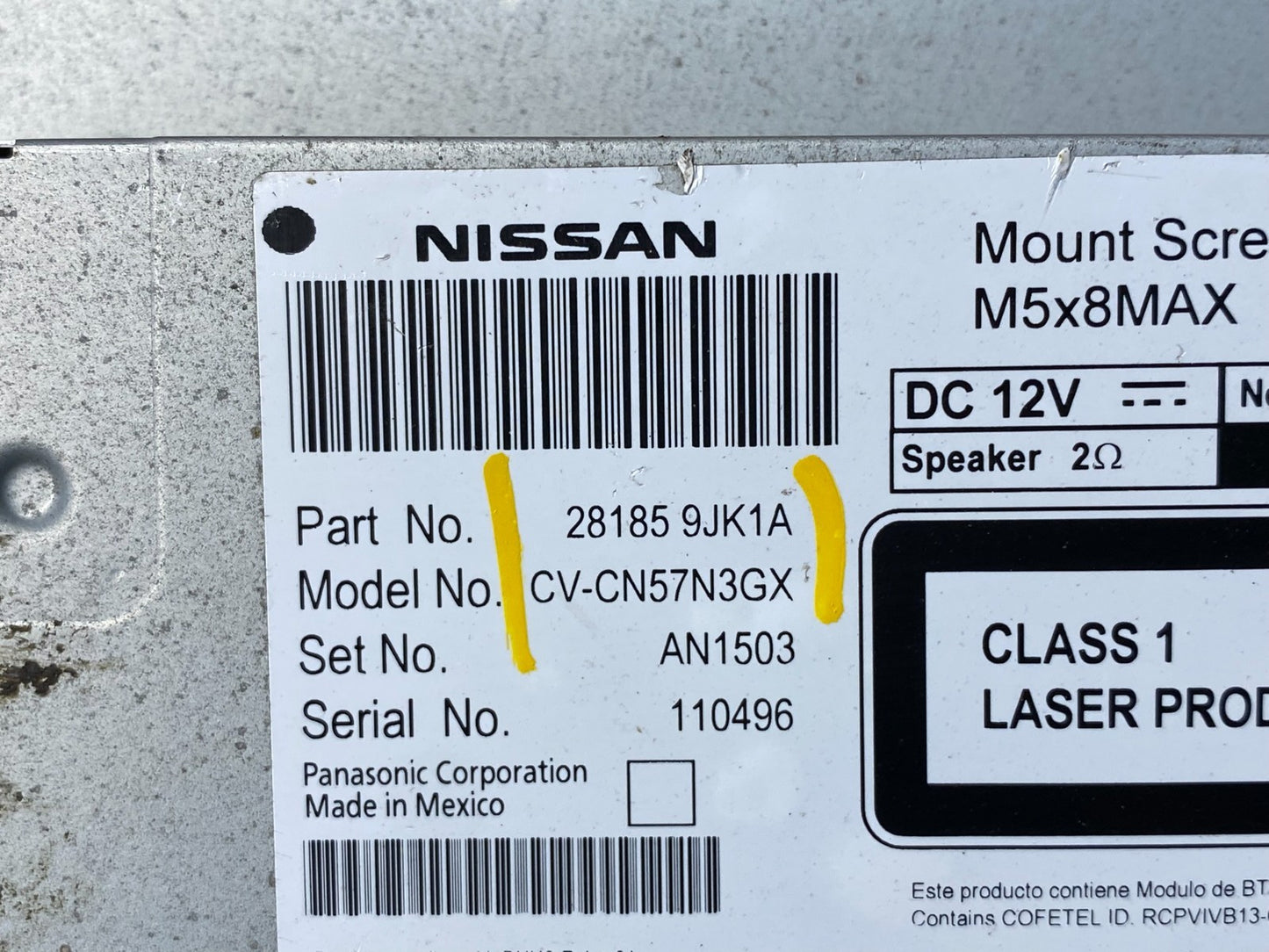 2018 Nissan NV1500 Radio AM FM CD Player Receiver Oem P9213 DG6