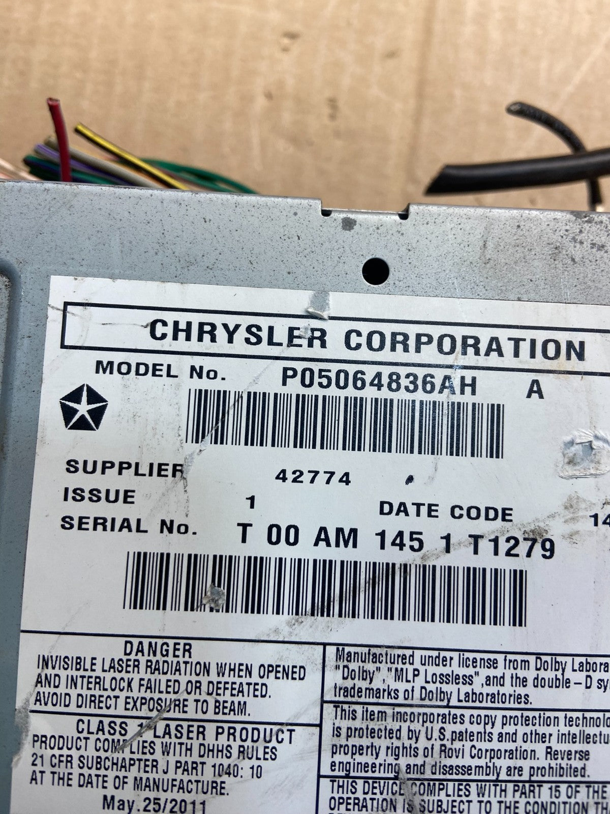 2007-2014 Chrysler Dodge Jeep Ram Radio CD MP3 AUX Receiver AC8982 DG6