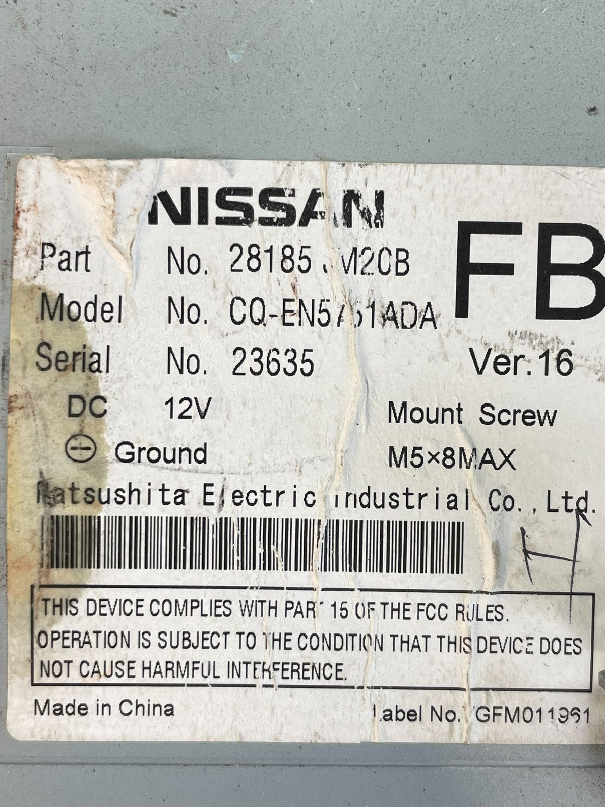 2008-2009 Nissan Rogue Bose Radio Stereo 6 Disc Changer CD Player AD59299