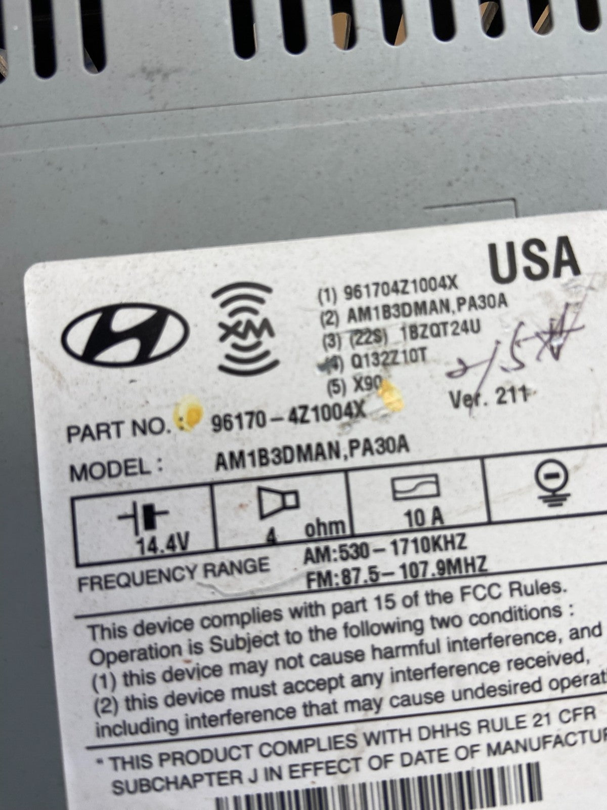 2013 to 2014 Hyundai Santa Fe AM/FM Radio CD Player AF2741 DG5