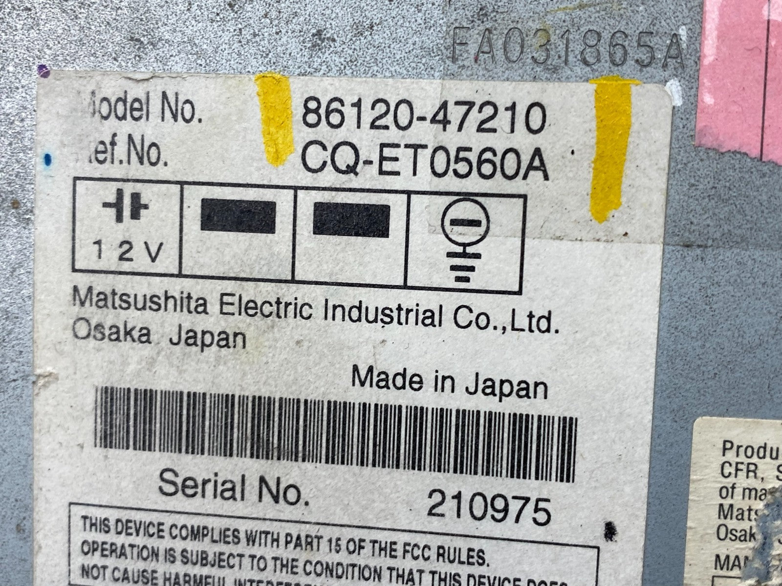 2006 to 2009 Toyota Prius OEM Radio AM/FM CD Player Oem W0260 DG9