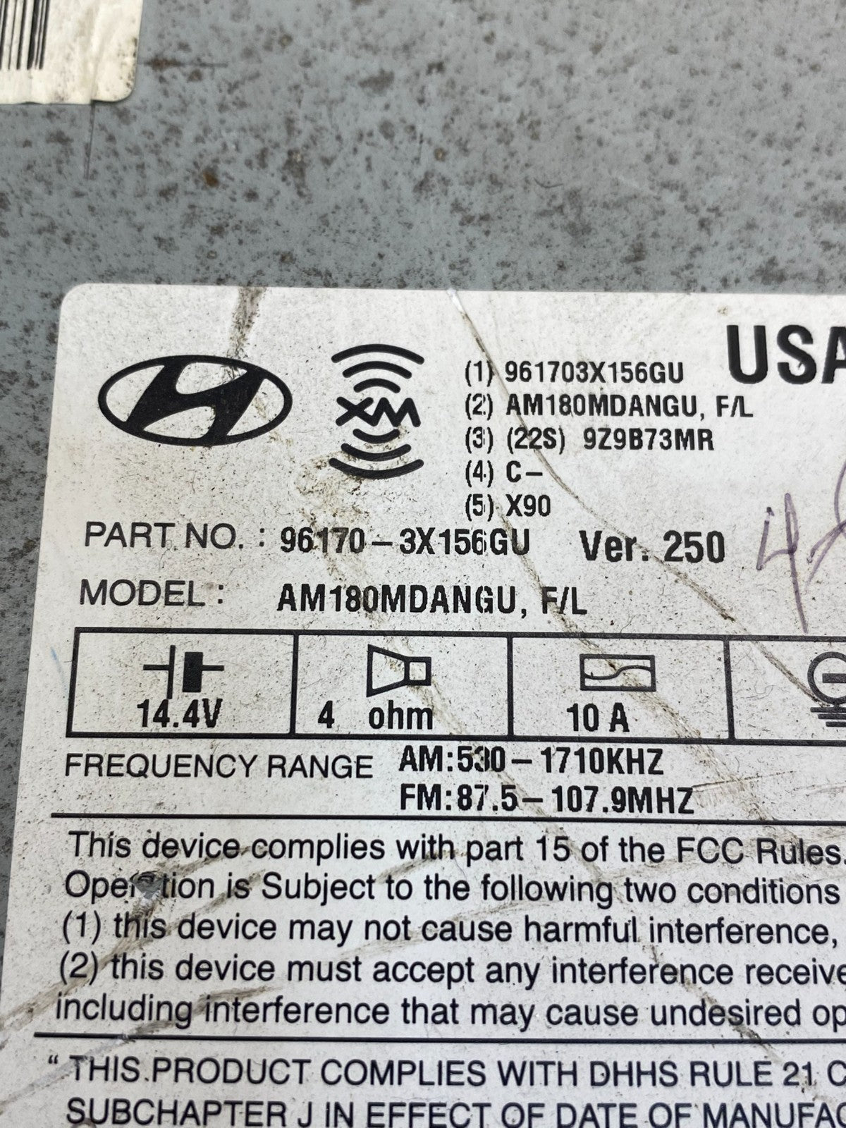 2014 2015 2016 Hyundai Elantra Am Fm Cd Player Radio Receiver ad5055 DG6