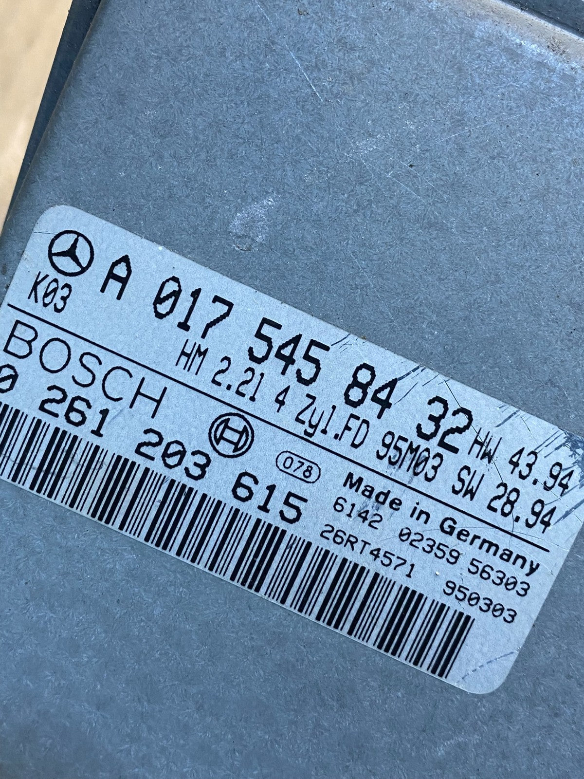 1995-1996 Mercedes C220 ECU ECM Engine Computer Module AJ0194 DG2