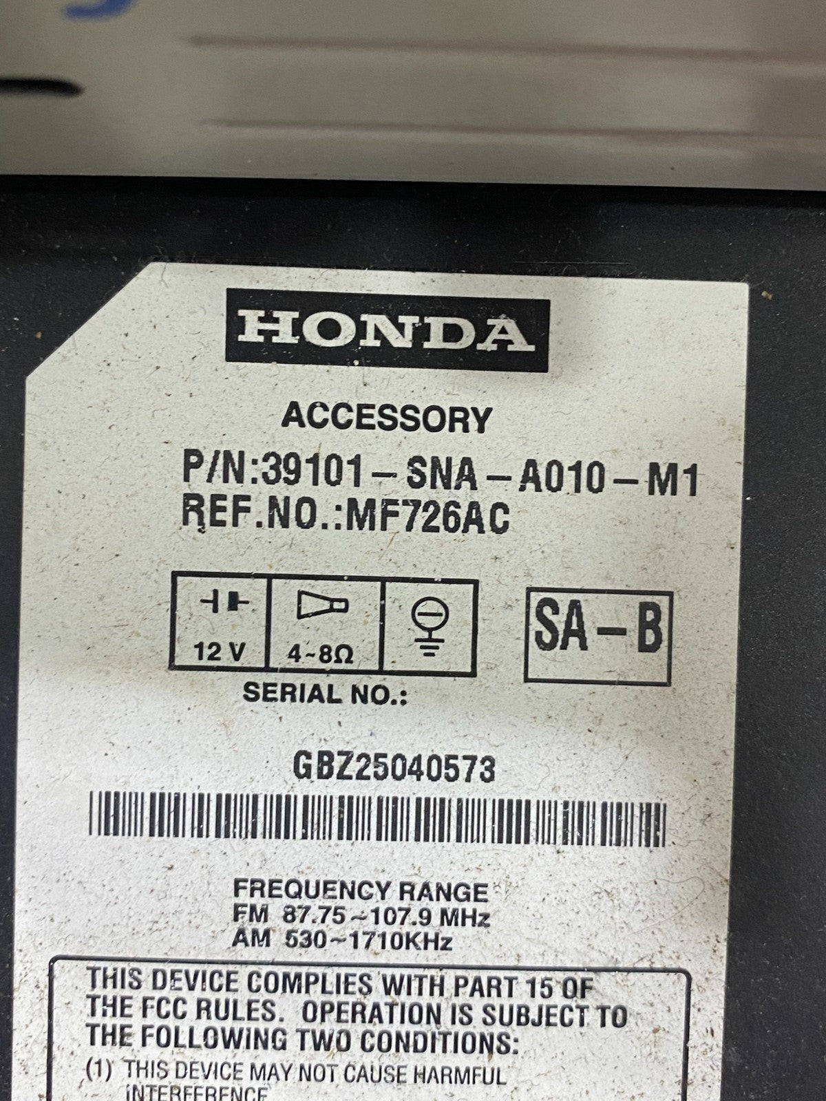 2006 - 2011 Honda Civic Radio AM/FM Climate Control Air Vent Bezel ad9641 DG6