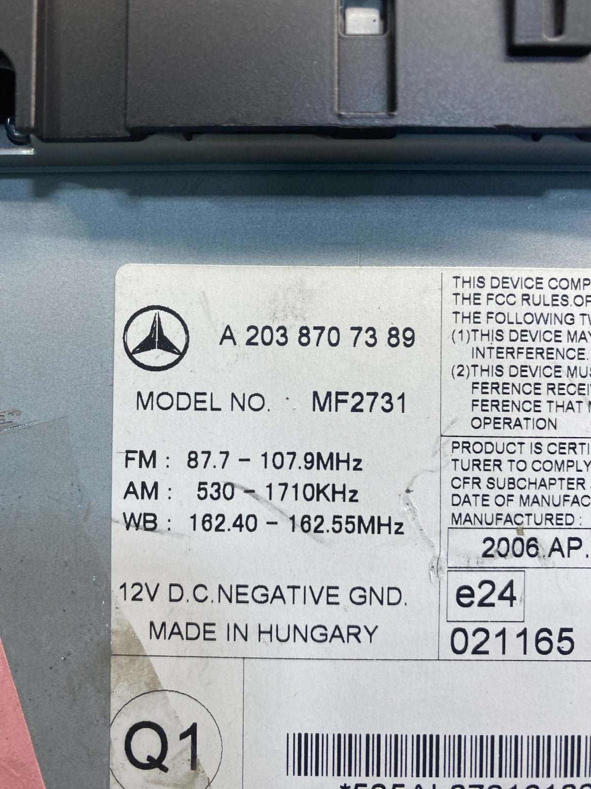 2005 2006 2007 Mercedes W203 C230 C240 Head Radio CD Player Stereo AG1688 DG6