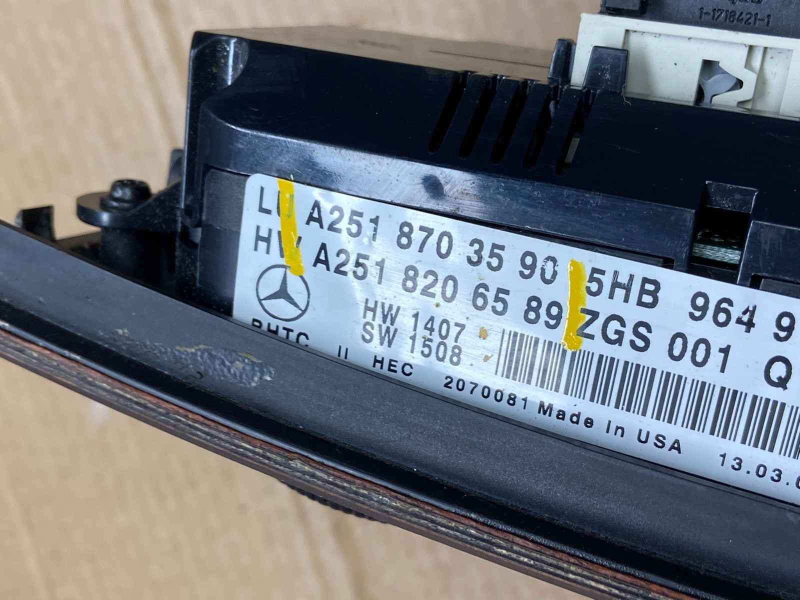 2007-2012 Mercedes X164 GL350 GL450 Climate Control Bezel Wood Switch W0125 DG4